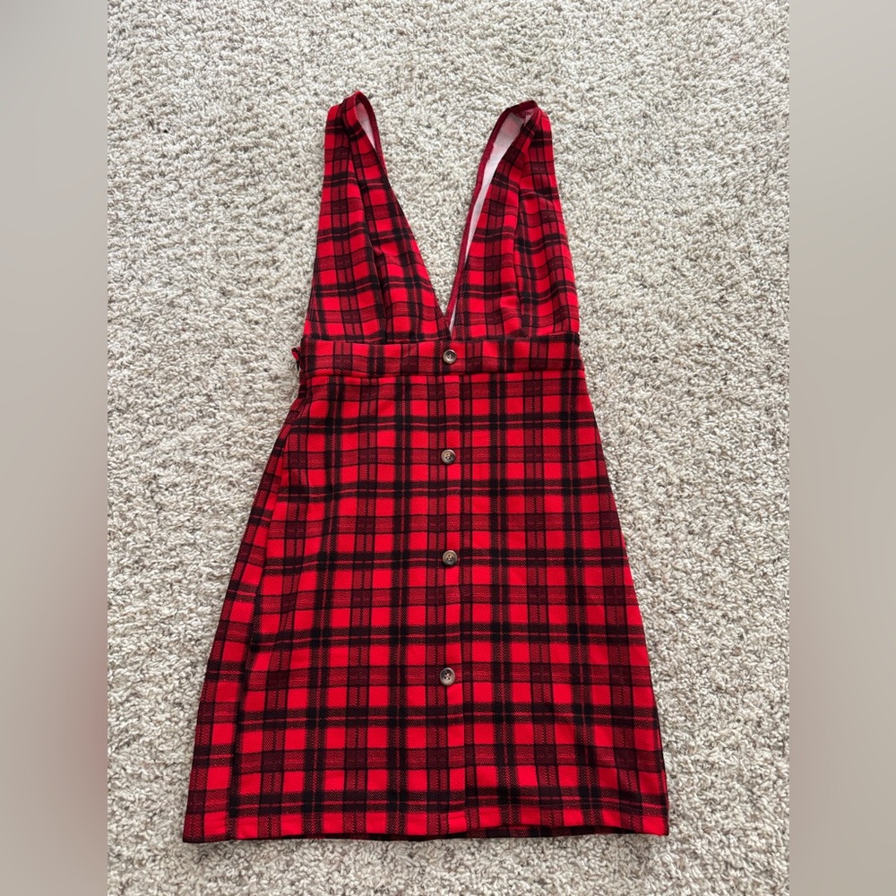 SHEIN Red and White Plaid Dress